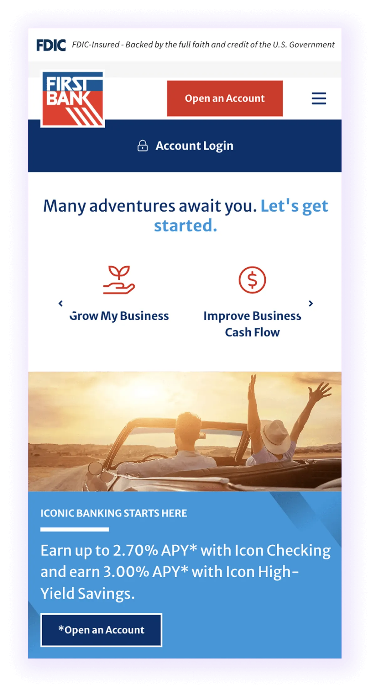 example of mobile-optimized bank website