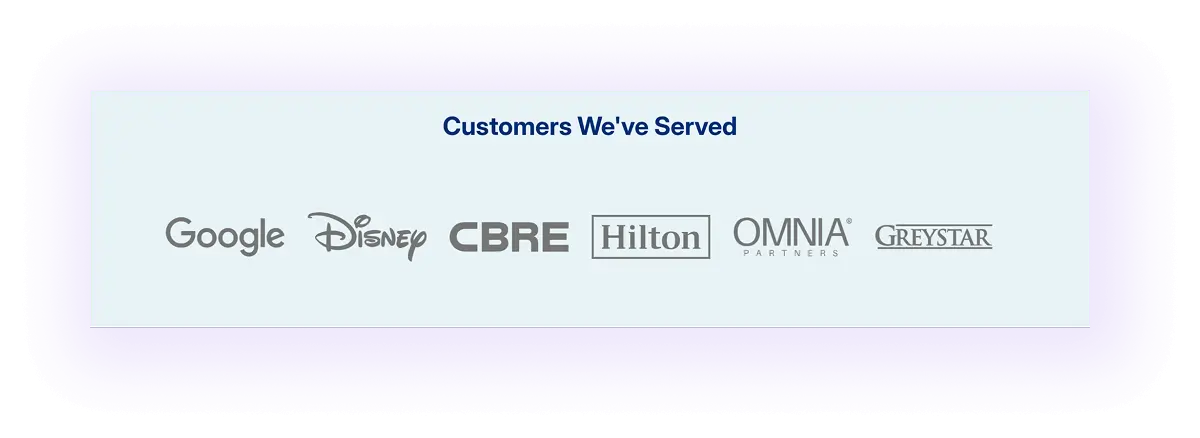 big company clients block on a restoration website