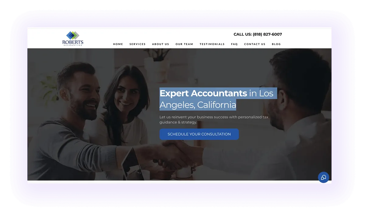 example of a local keyword used in an LA, CA focused local accounting business website