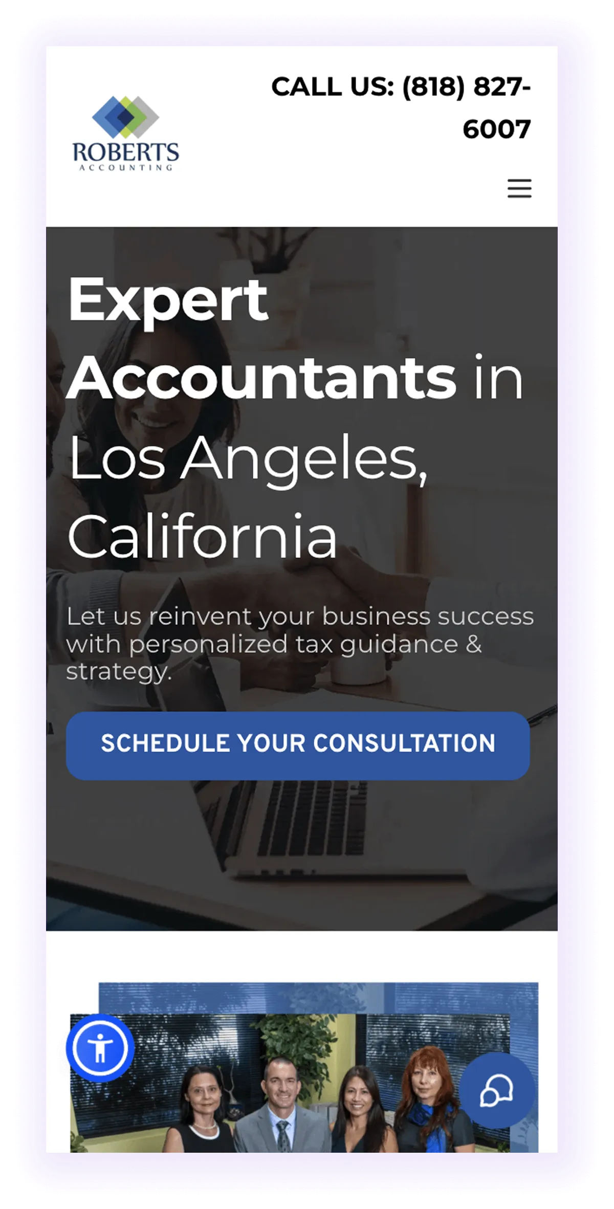 example of mobile-optimized accounting business website