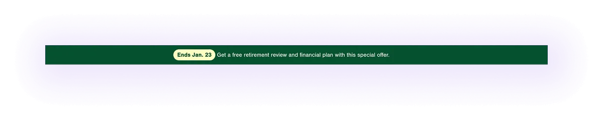 Special offers block on a financial advising services website