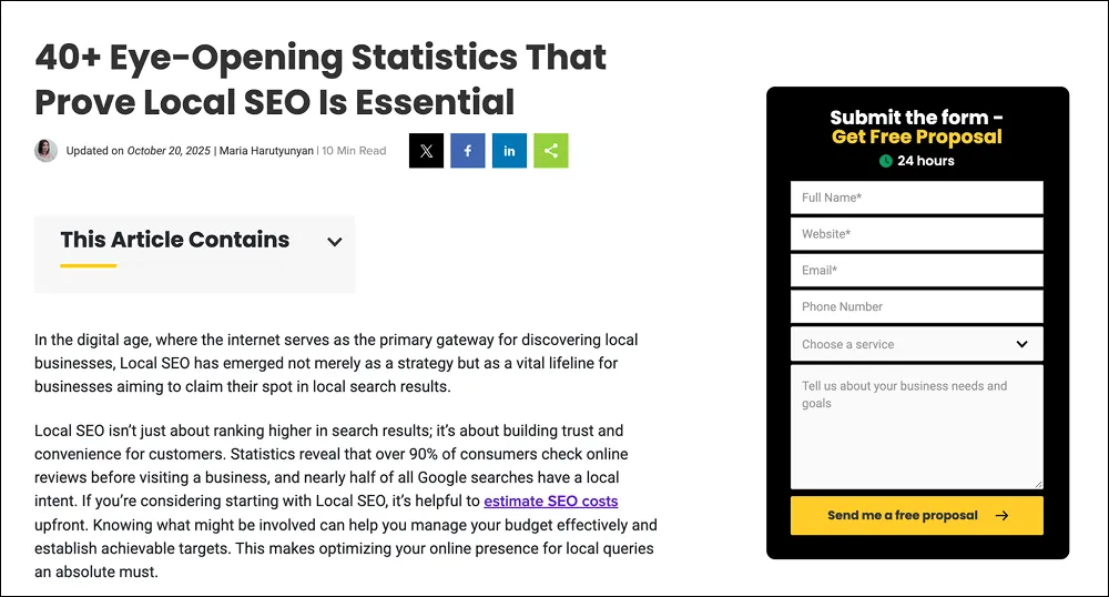 Statistic Page Real World Example