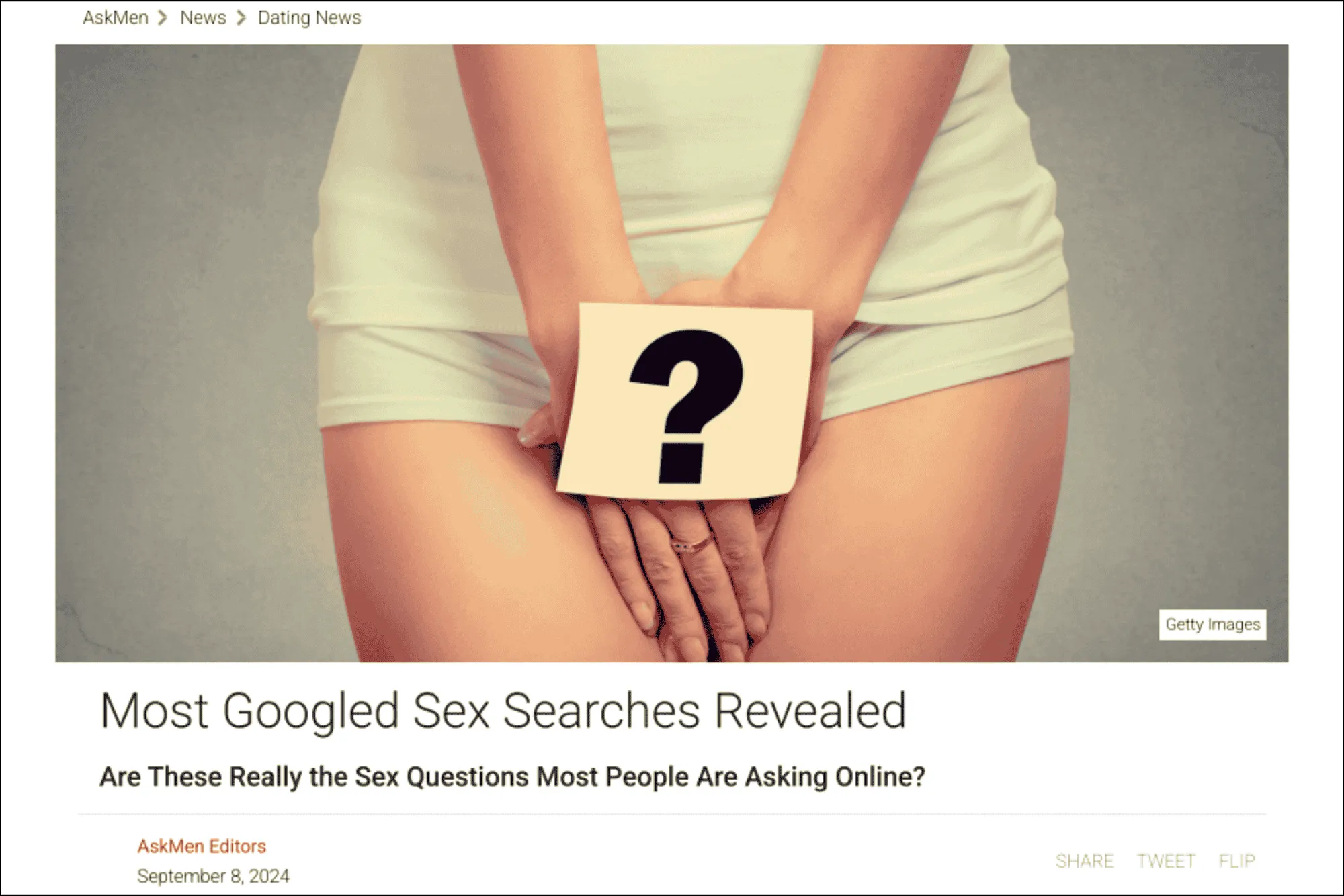"Top Trending Questions About Sex" adult site digital pr example