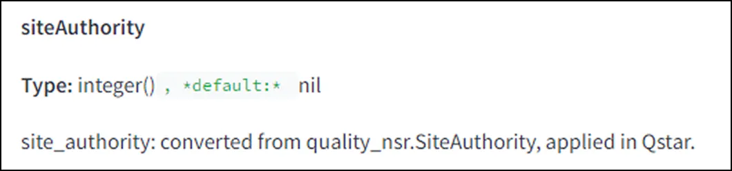 Google leaked API documentation showing siteAuthority attribute converted from quality_nsr.SiteAuthority