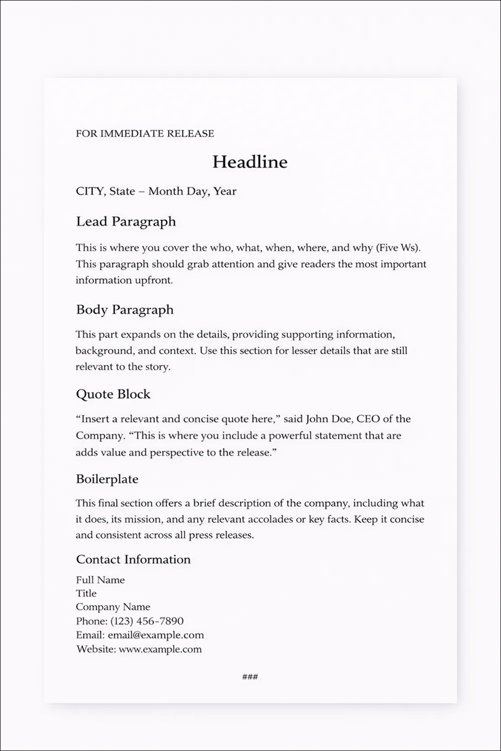 Essential Elements of a Press Release