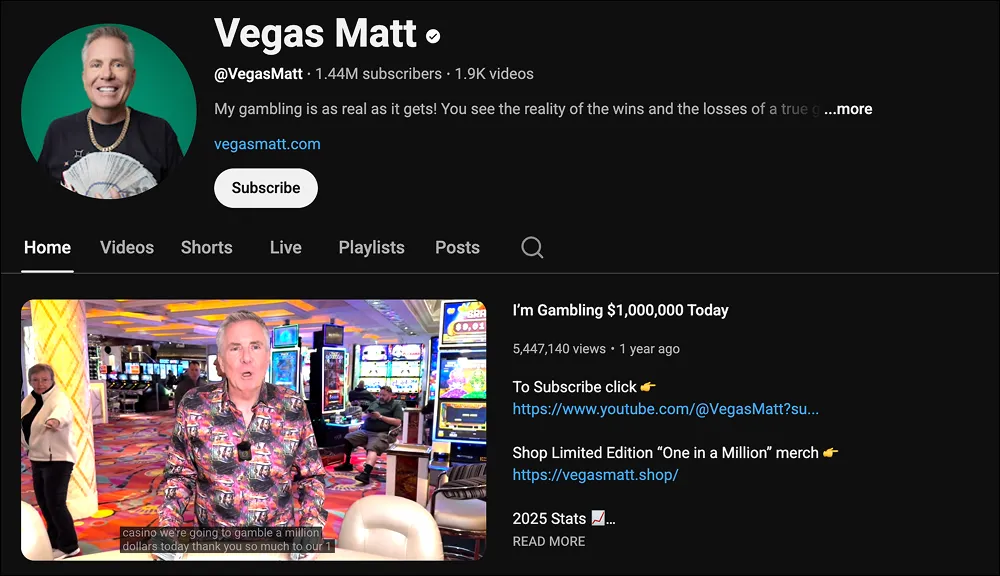 Influencer Marketing in youtube PR example for Casino Websites
