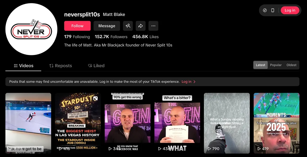 Influencer Marketing in tiktok PR example for Casino Websites