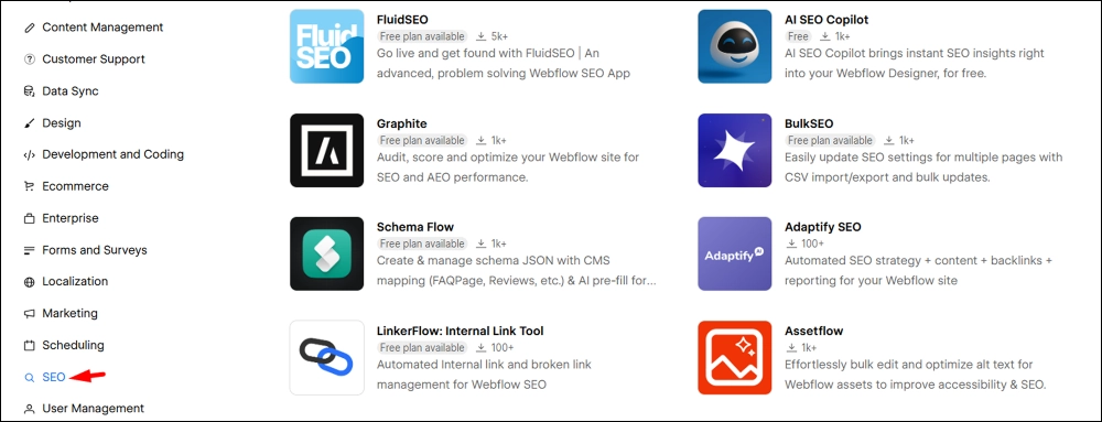 How to Install SEO Apps in Webflow