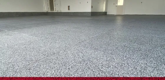 gray epoxy flake floor coating in a garage