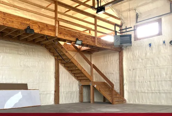 spray foam insulated shop with loft