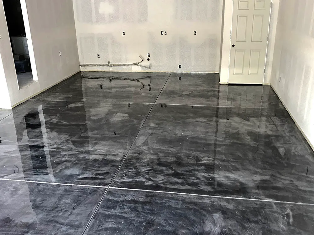 Metallic epoxy garage finished floor coating.