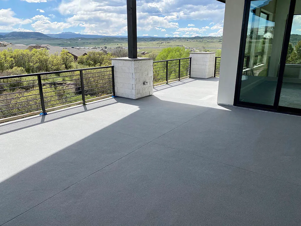 New house with finished deck waterproofing.