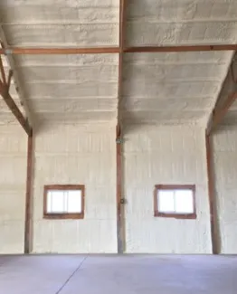 metal building with spray foam insulation