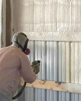 spray foam installer in metal building