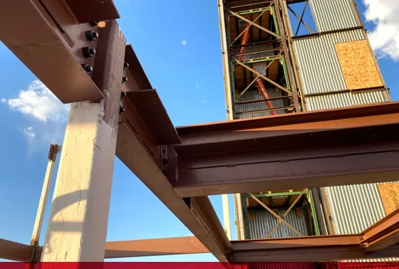 steel beams in new site construction