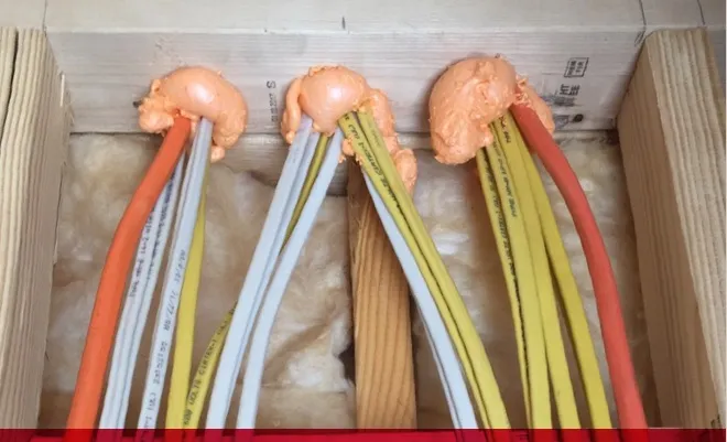 through fire protection wires in wood