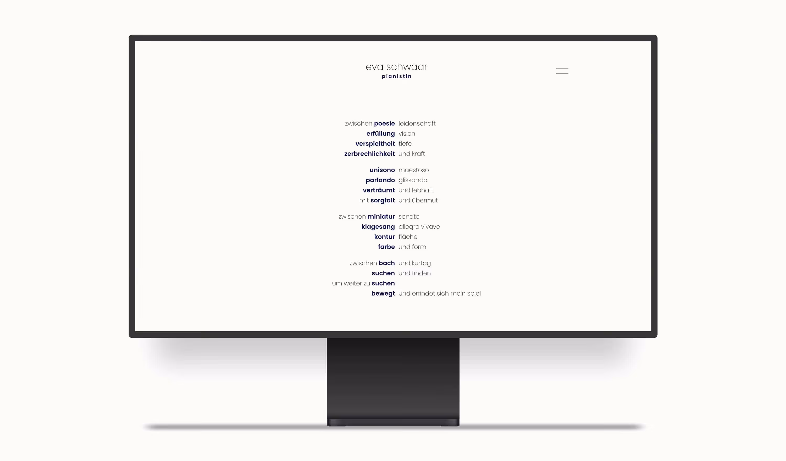 Webdesign Pianistin Schweiz