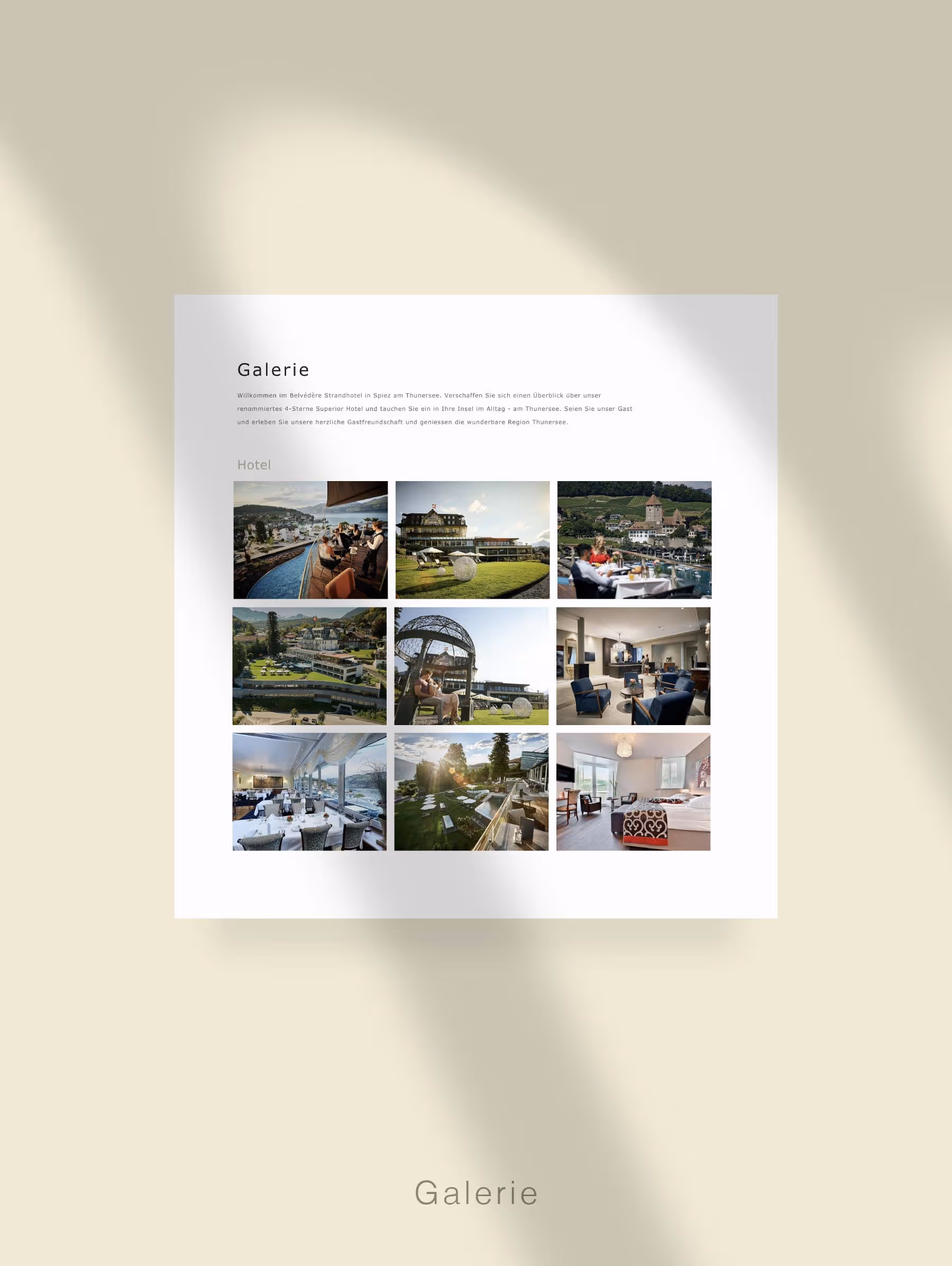 Galerie mit Foto auf Webseite von Schweizer Hotel