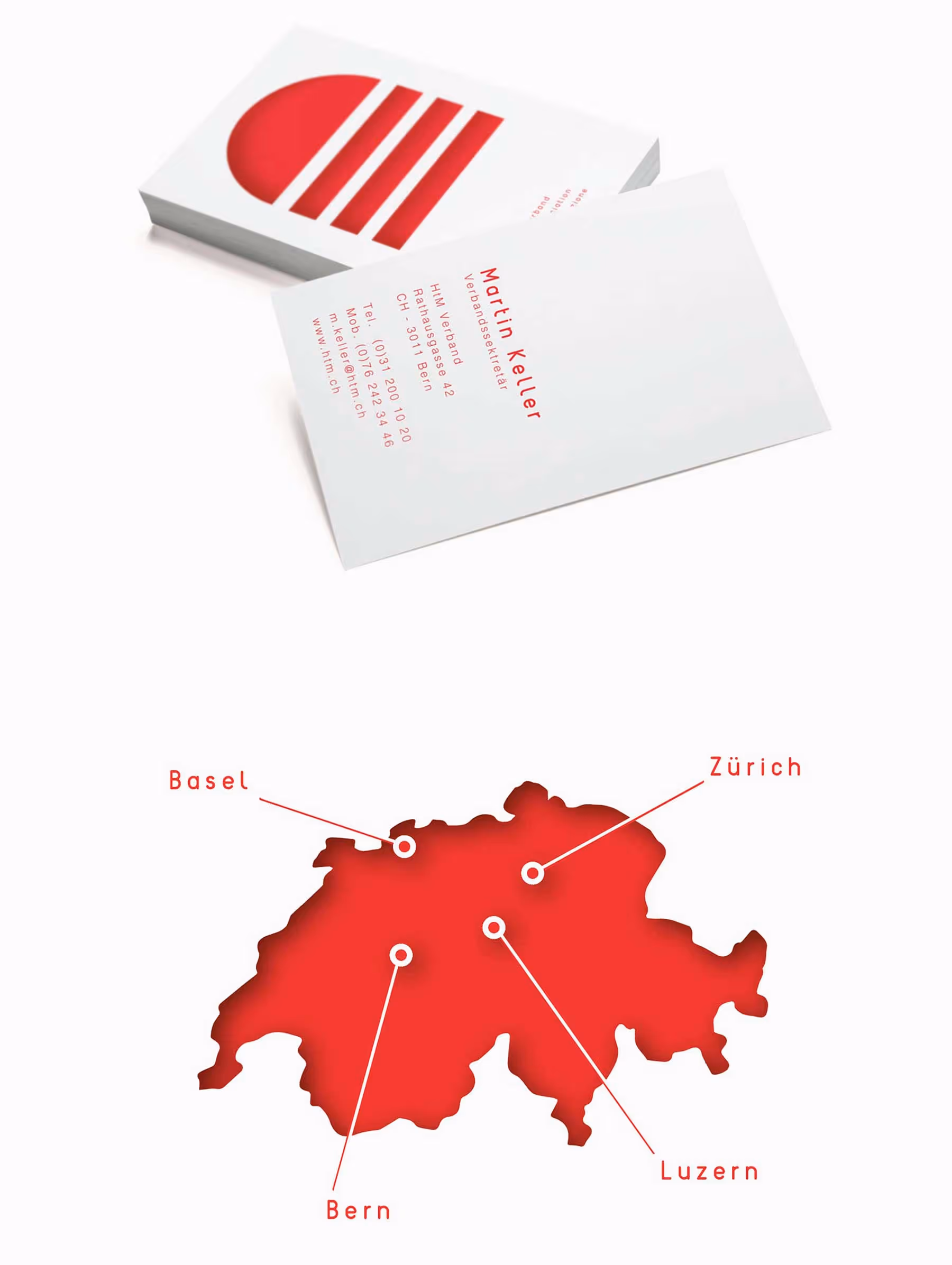 Visitenkarten Design und Illustration der Schweiz für Verband