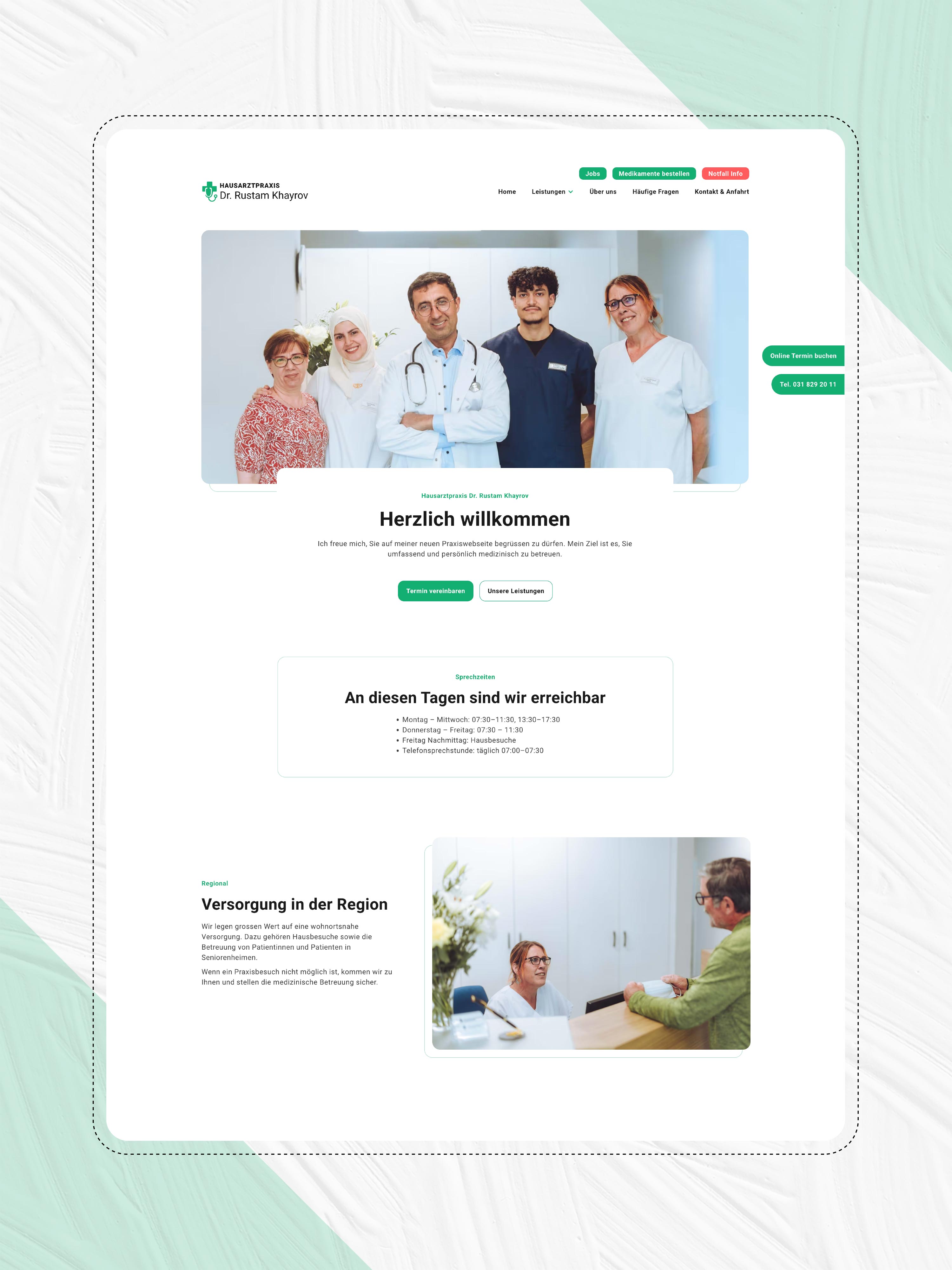 Webdesign Homepage für Arztpraxis in Bern von der Agentur Namo