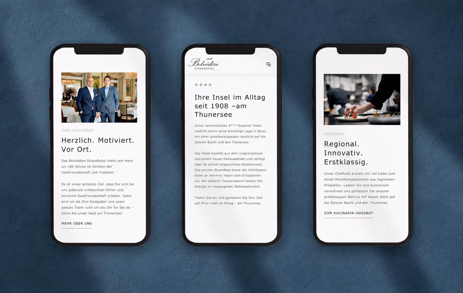 Mobiles Webdesign für das Belvédère Strandhotel am Thunersee