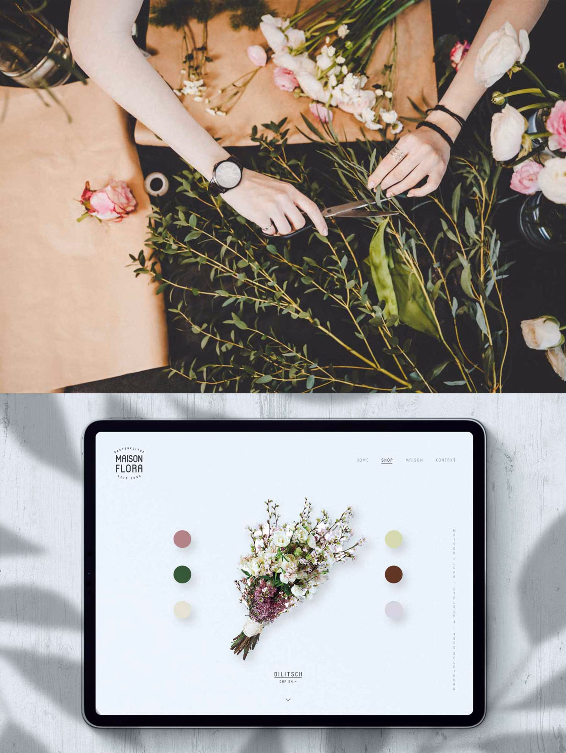Florale Fotografie und Webdesign für Maison Flora