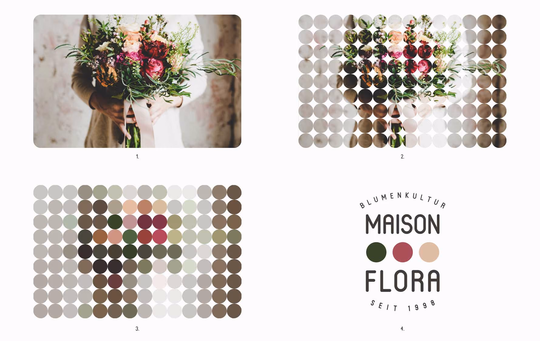 Logoentwicklung und Farbpalette für das Floristikgeschäft Maison Flora