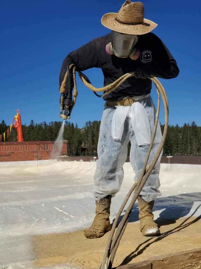 Spray foam roof application.