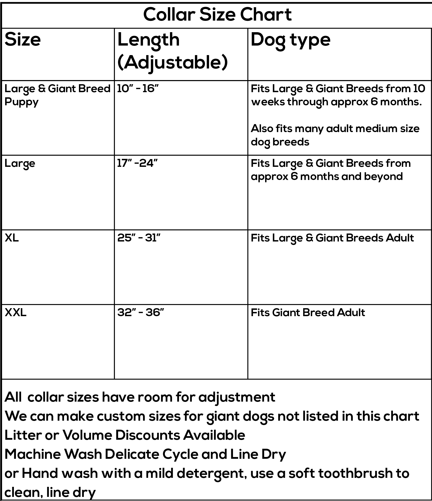 large dog breed collar size chat