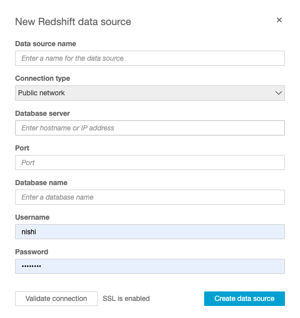 Connecting Redshift to QuickSight