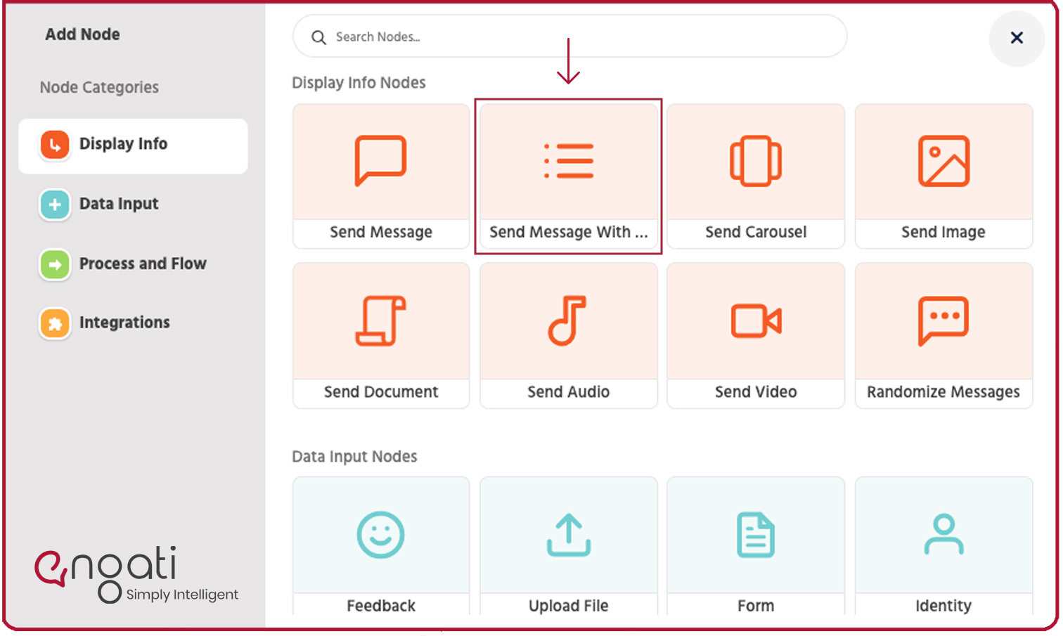 send message with option node