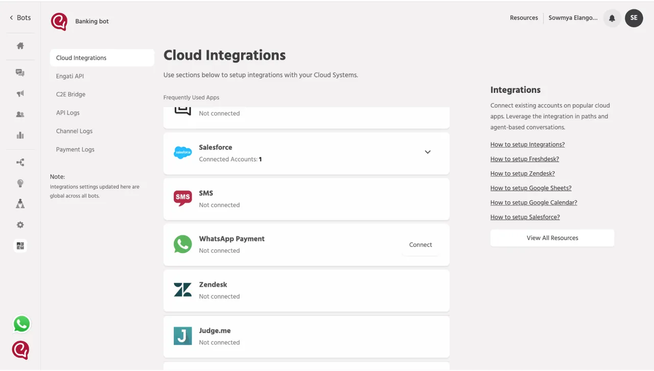 integration of whatsapp payment with Engati