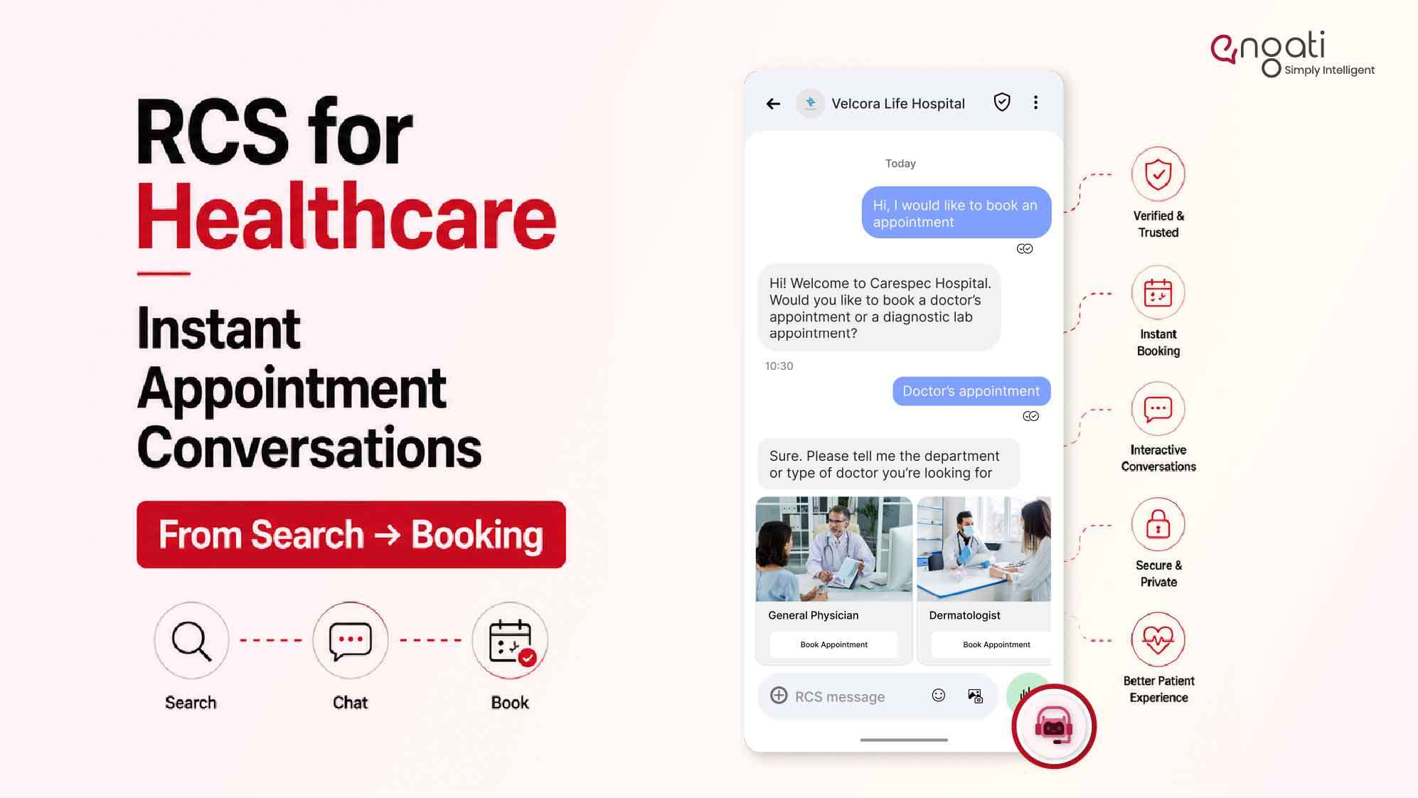 Discover how RCS for healthcare helps hospitals turn patient search queries into instant appointment conversations with AI powered booking, reminders, and conversational patient engagement.
