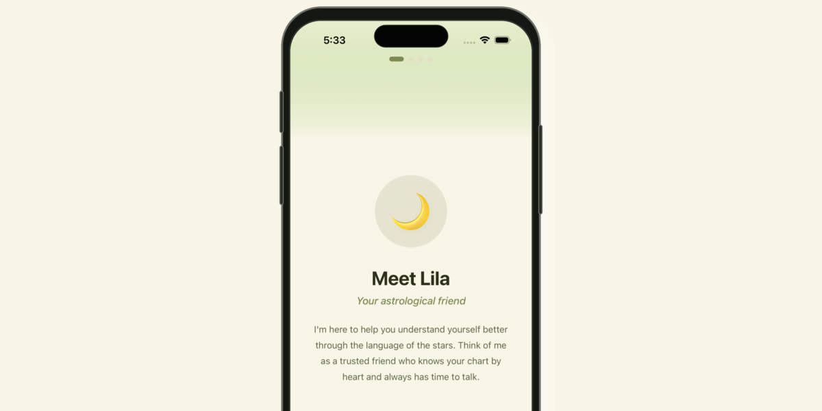 Ask Lila onboarding welcome screen shown in a current iPhone frame