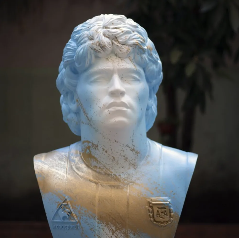 Escultura de Maradona tamaño real impresa en 3D
