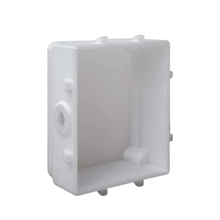 Armário impresso em 3D em PETG, semirrígido e com acabamento brilhante.