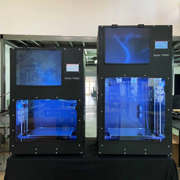 Two Dual T printers side by side in production