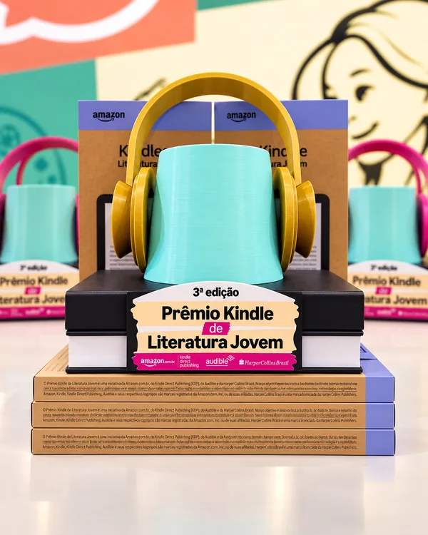 Trofeo impreso en 3D para el Premio Kindle de Literatura Juvenil de Amazon