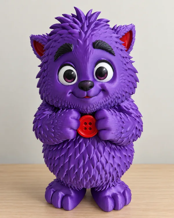 Personaje violeta de colección impreso en 3D con acabado pintado