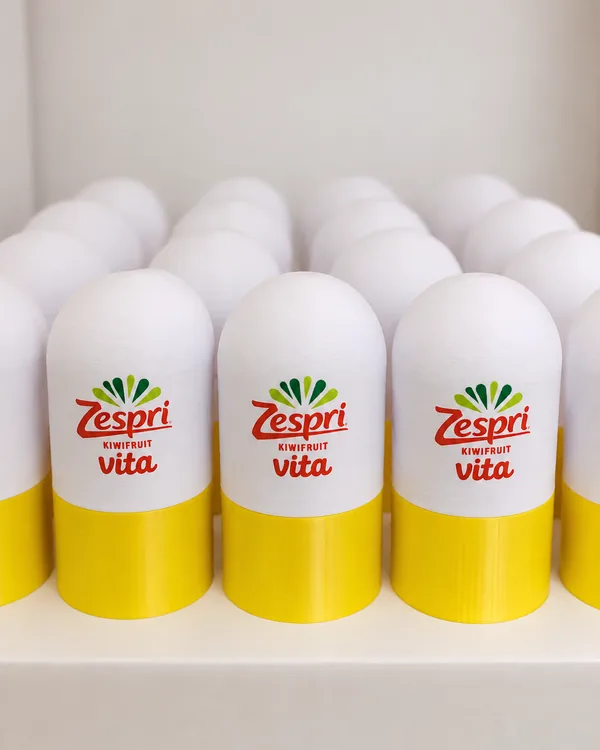 Cápsulas promocionales Zespri Vita impresas en 3D para punto de venta