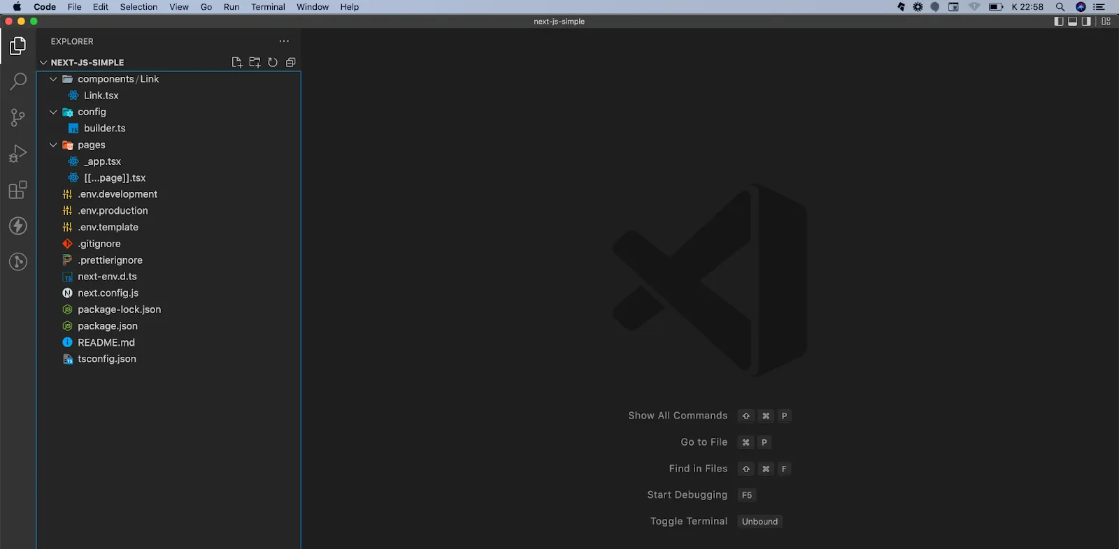 Screenshot of the opened project in VSCode