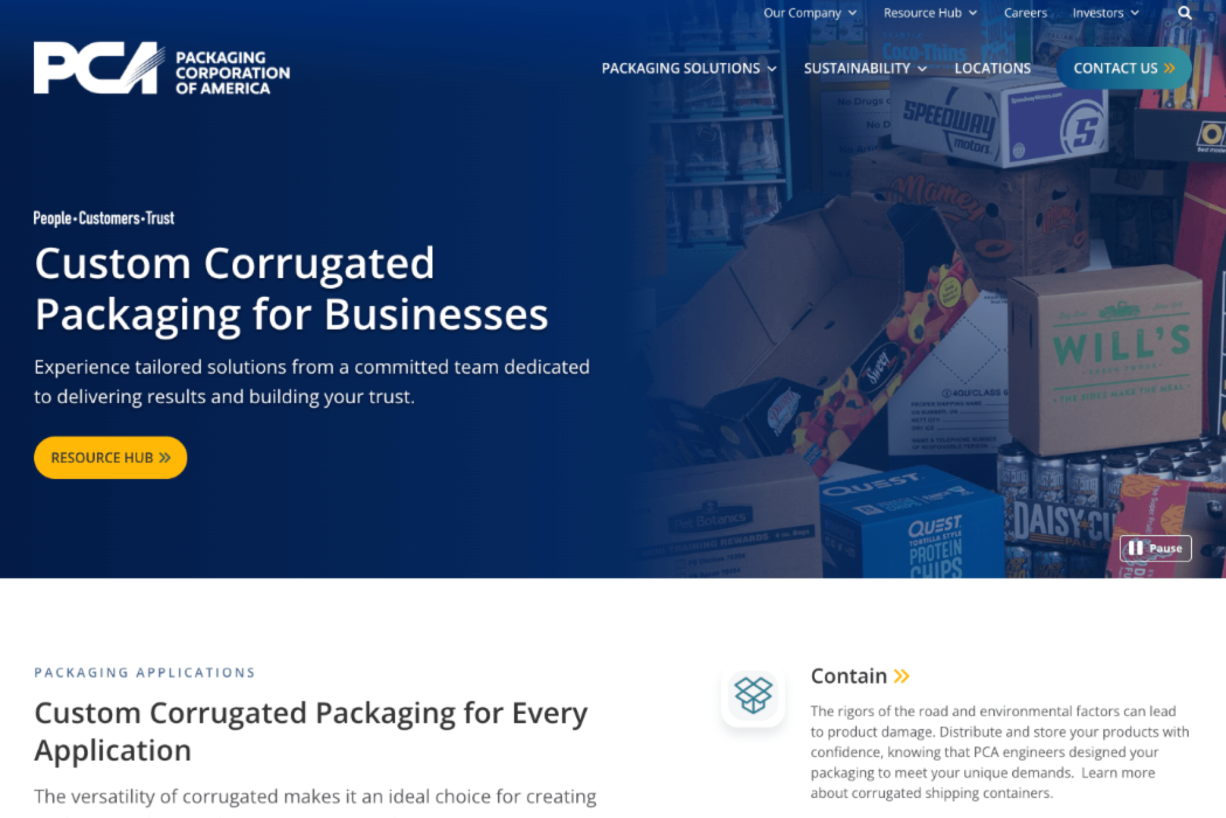 Screenshot of PCA Homepage