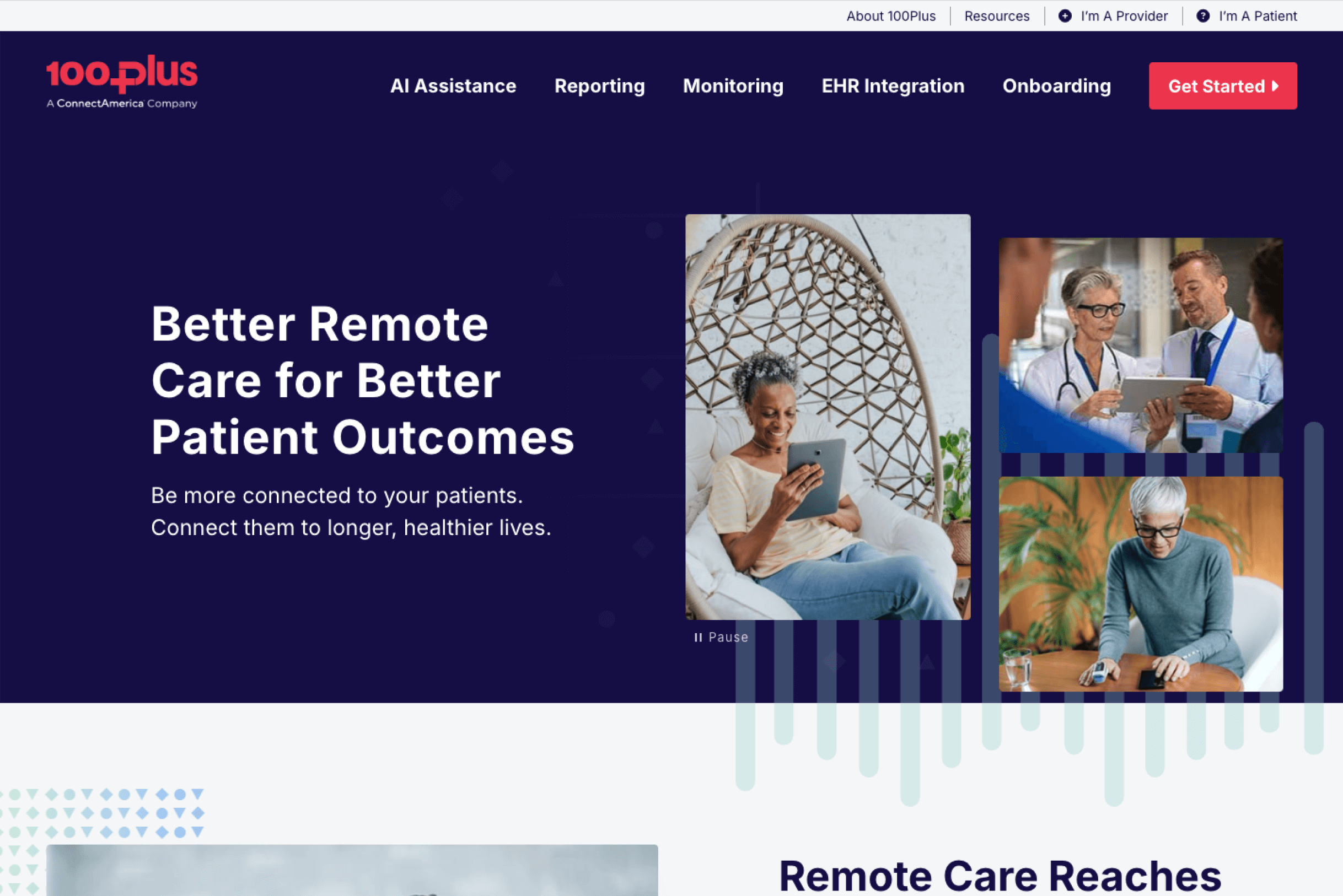 Screenshot of 100Plus Homepage