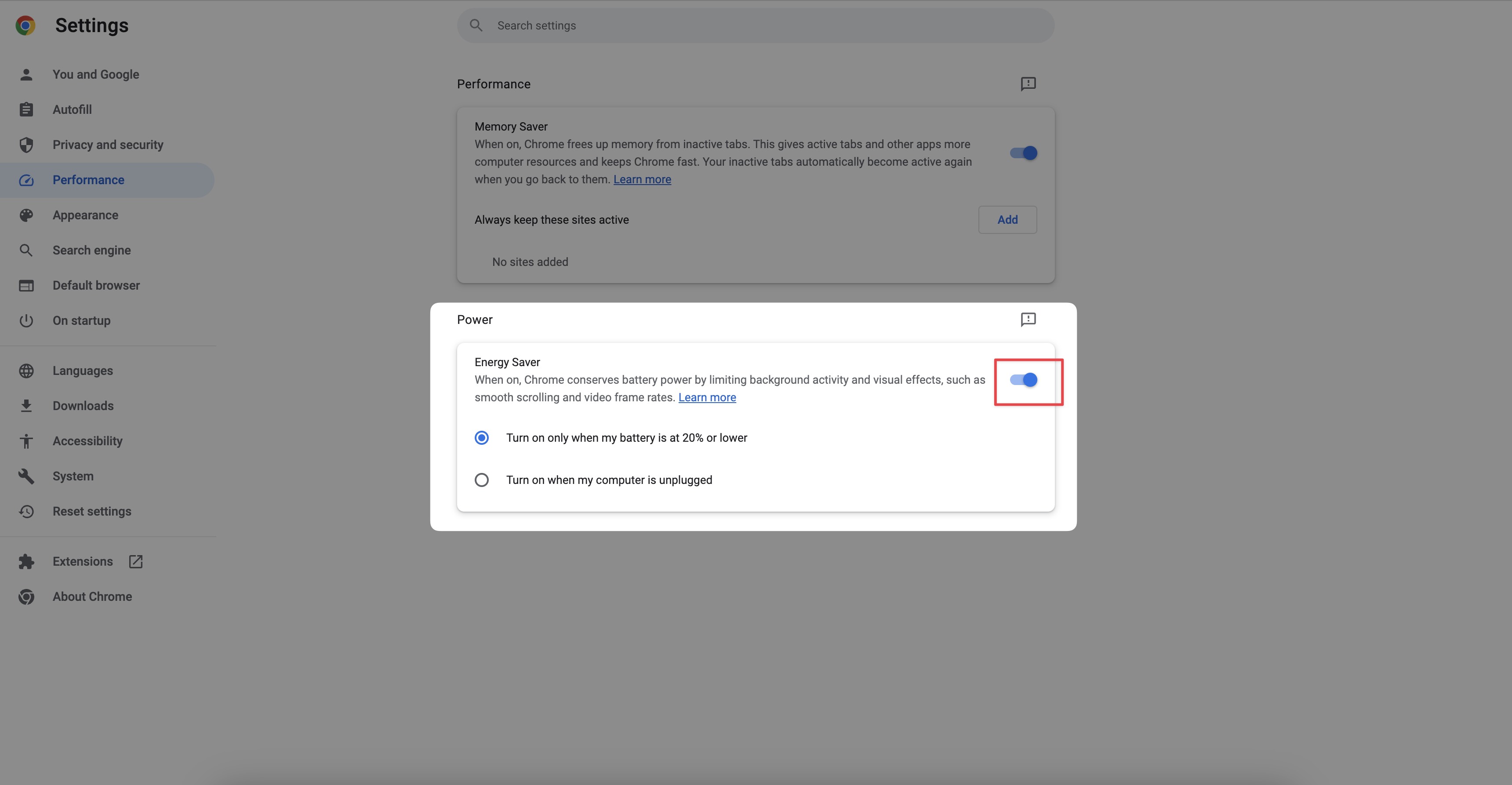 How to enable Chrome's Energy Saver