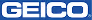 GEICO logo in white letters on a blue background.