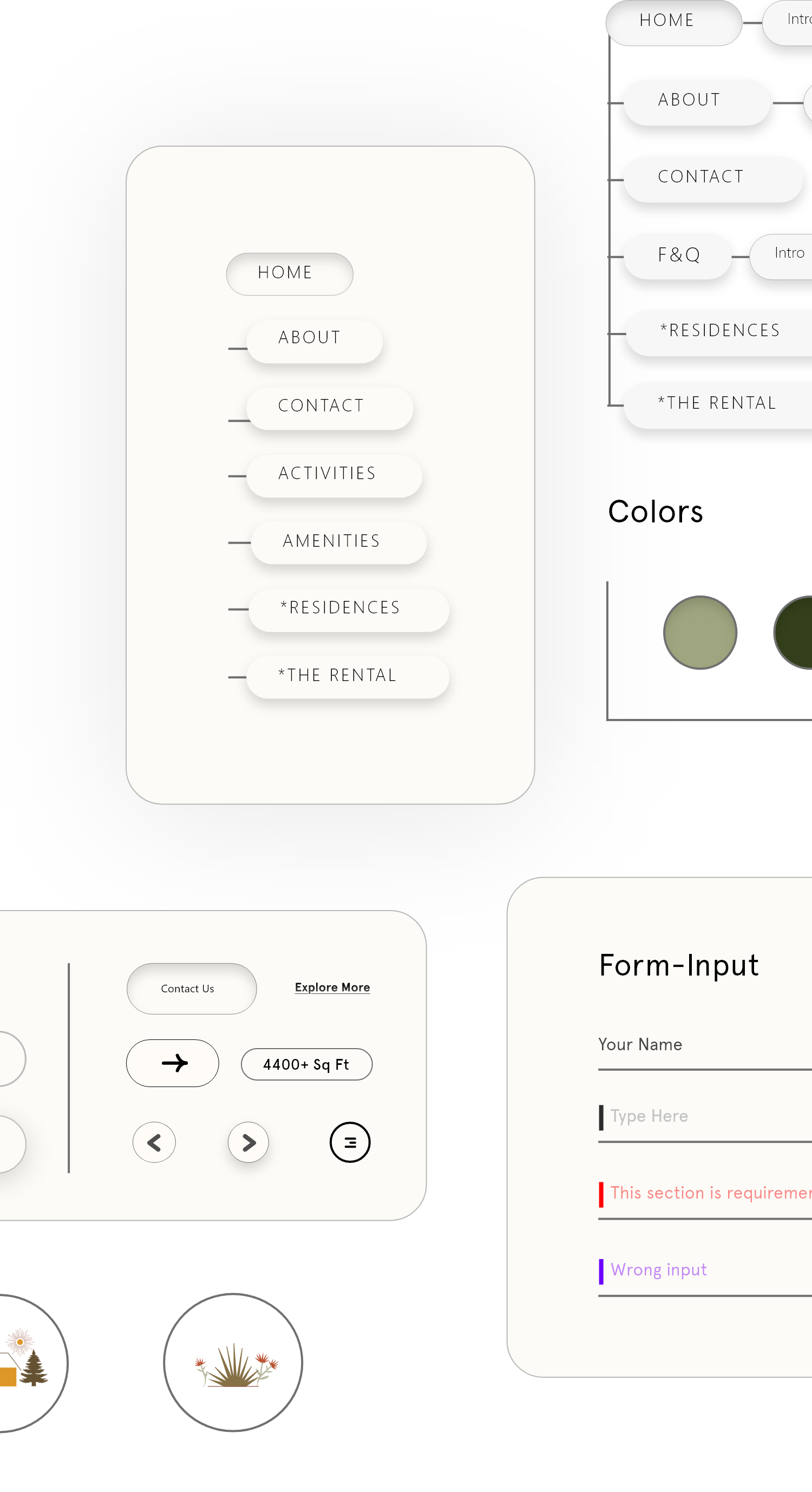 Rio Grande RV Resort mobile brand guide with navigation, colors and buttons