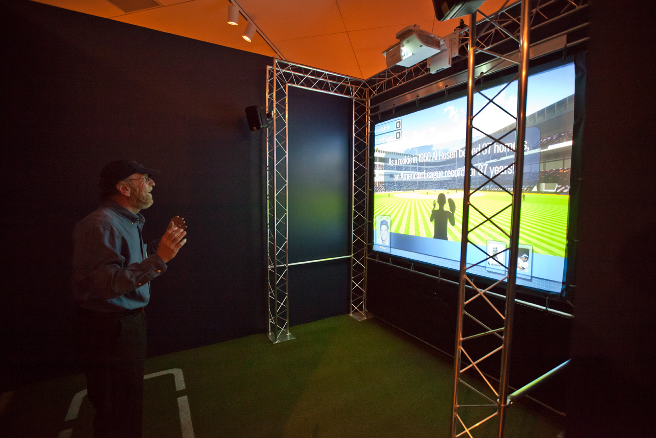 Adult playing You are the Outfielder