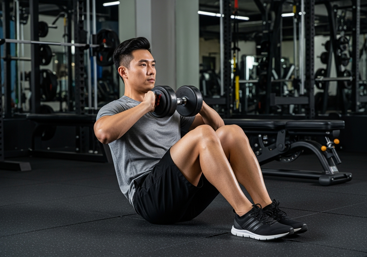 ท่ายกดัมเบล Sit Up 