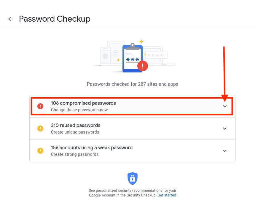 Google password checkup.