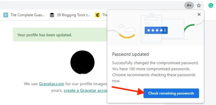 Google password manager password updating.